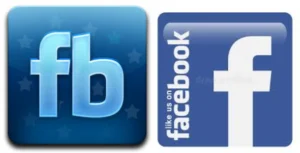 Blue fb and Facebook logos